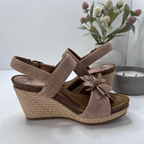 Sofft Cali Suede Floral Wedge Sandals Rose Taupe SF0078188 Women's 8.5M NWOB - Picture 7 of 10